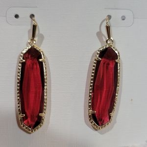 NWT Kendra Scott Earrings Gold Red Berry Dainty